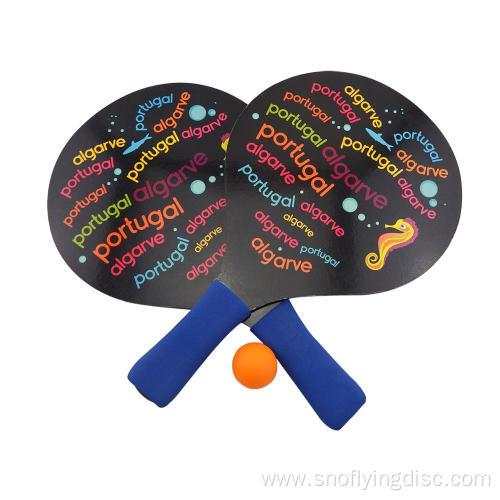 customized logo wooden beach tennis racket set